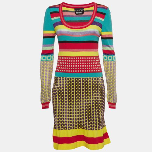 Boutique Moschino Patterned Lurex Knit Mini Dress M - Boutique Moschino - Modalova