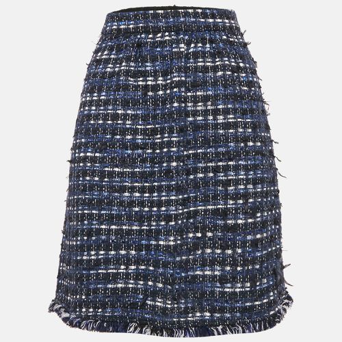 Boutique Moschino Blue Tweed Fringed Pencil Skirt M - Boutique Moschino - Modalova