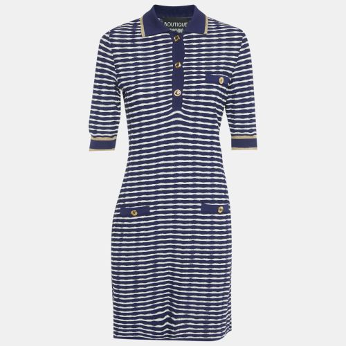 Boutique Moschino Navy Blue /White Striped Knit Mini Dress S - Boutique Moschino - Modalova