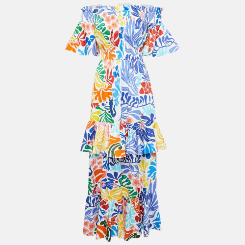 Borgo De Nor Floral Print Cotton Shirring Tiered Elena Maxi Dress S - Borgo De Nor - Modalova