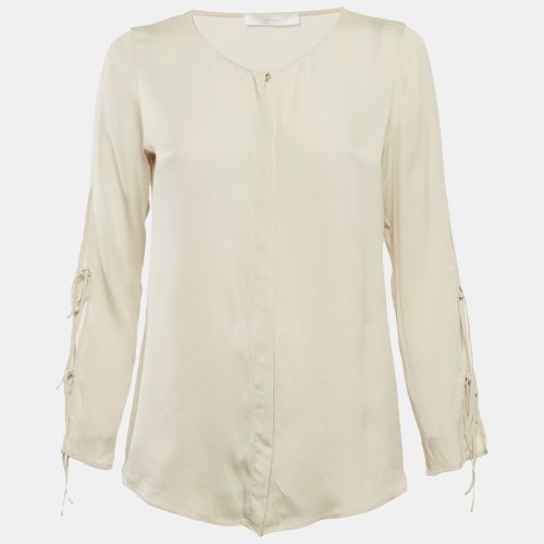 Boss By Hugo Boss Off-White Crepe Button Front Blouse L - Boss By Hugo Boss - Modalova