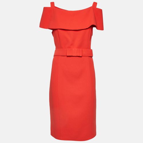 Brick Crepe Belted Short Dress L - Badgley Mischka - Modalova