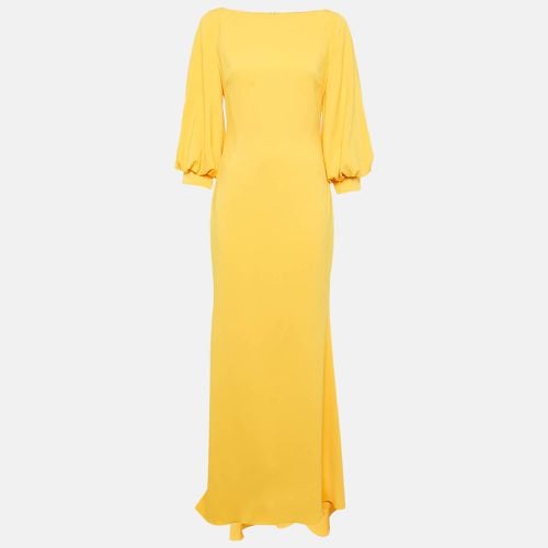 Crepe Puff Sleeve Marigold Gown M - Badgley Mischka - Modalova