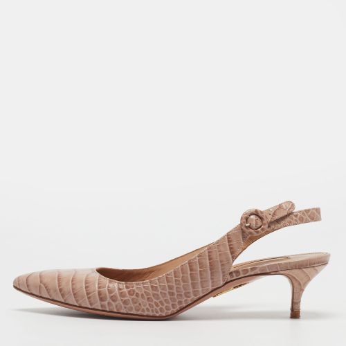 Size 38 Croc Embossed Leather Slingback Pumps - Aquazzura - Modalova