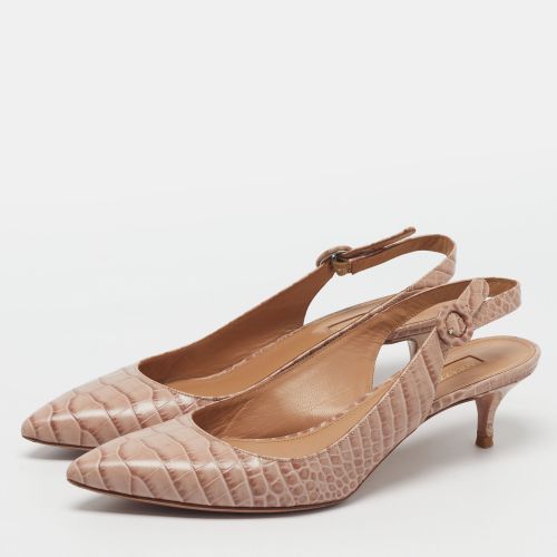 Size 38 Croc Embossed Leather Slingback Pumps - Aquazzura - Modalova