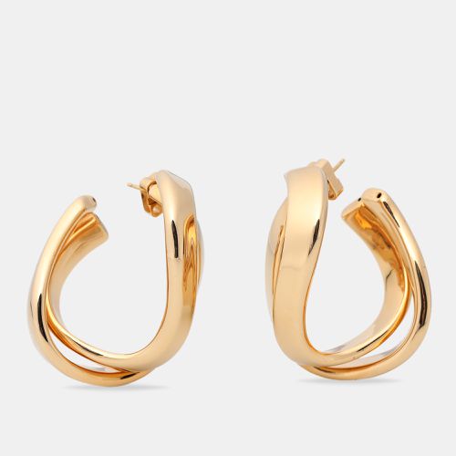 Balenciaga Gold Tone Twisted Hoop Earrings - Balenciaga - Modalova