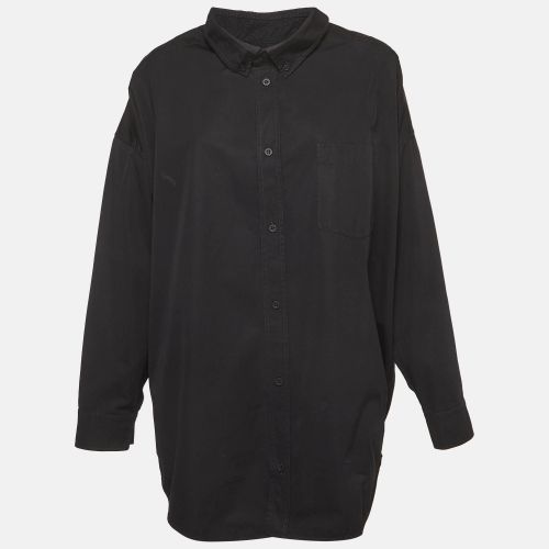 Logo Printed Cotton Oversized Button Down Shirt S - Balenciaga - Modalova