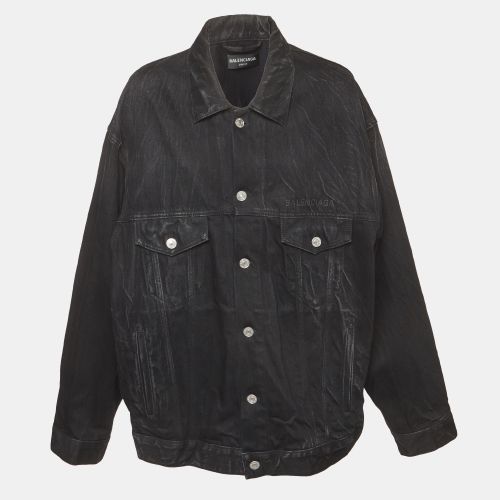 Unifit Logo Embroidered Denim Paris Oversized Jacket M - Balenciaga - Modalova