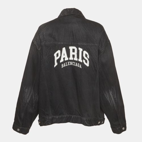 Unifit Logo Embroidered Denim Paris Oversized Jacket M - Balenciaga - Modalova