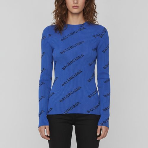Logo Print All-Over Rib Knit Pullover S - Balenciaga - Modalova
