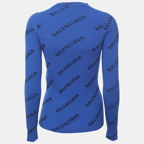Logo Print All-Over Rib Knit Pullover S - Balenciaga - Modalova