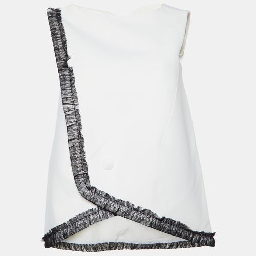 Balenciaga Off-White Crepe Contrast Lace Trim Top S - Balenciaga - Modalova