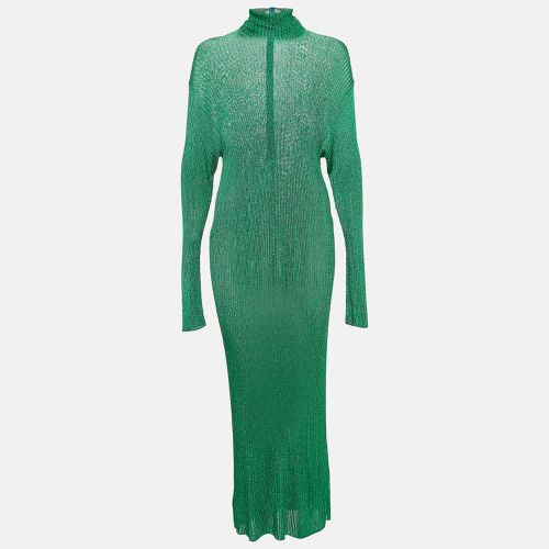 Balenciaga Green Metallic Rib Knit Turtle Neck Maxi Dress S - Balenciaga - Modalova