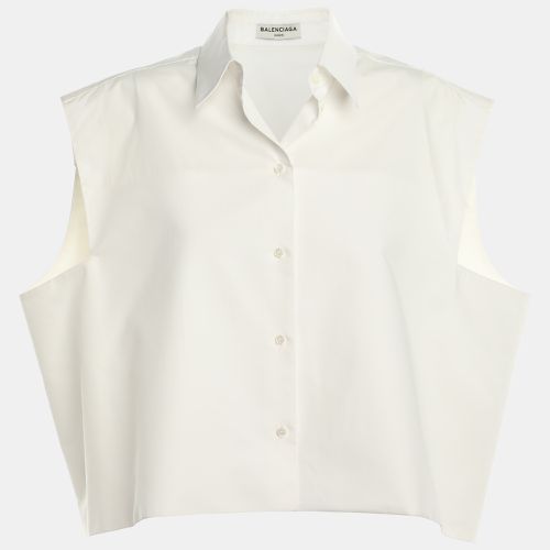 Balenciaga White Jersey Sleeveless Cropped Shirt M - Balenciaga - Modalova