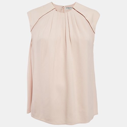 Blush Crepe Ruched Neck Top S - Balenciaga - Modalova