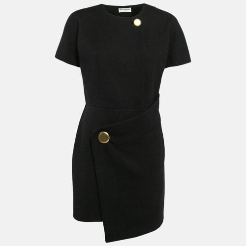 Wool Wrap Detail Asymmetric Hem Mini Dress M - Balenciaga - Modalova