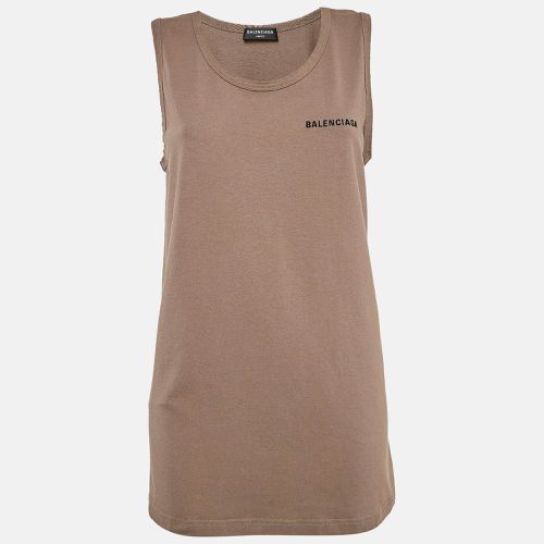 Logo Embroidered Jersey Sleeveless T-Shirt XXS - Balenciaga - Modalova