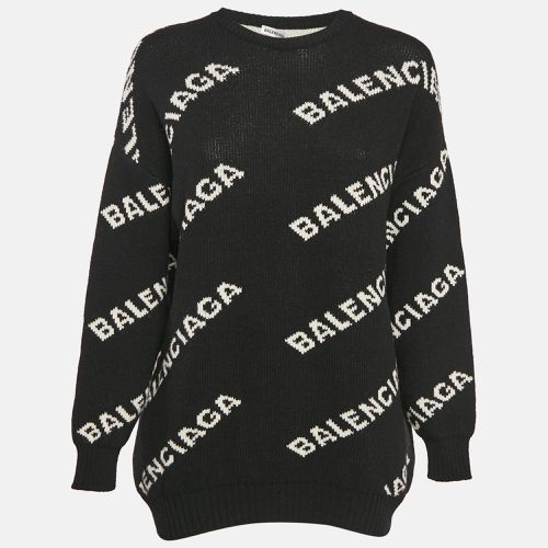 Logo All Over Wool Rib Knit Sweater S - Balenciaga - Modalova