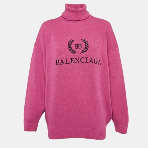 Logo Embroidered Wool Rib Knit Turtleneck Sweater XS - Balenciaga - Modalova