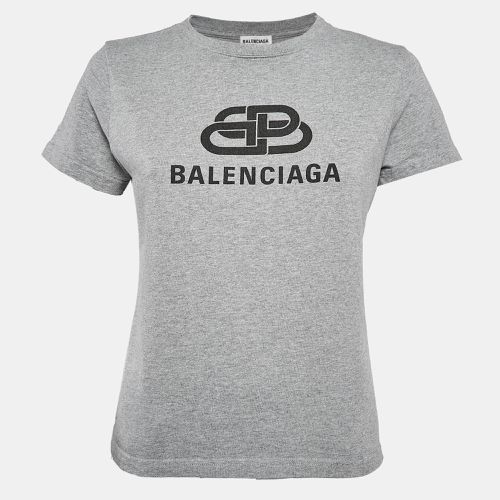 Balenciaga Grey Logo Print Cotton Short Sleeve T-Shirt M - Balenciaga - Modalova