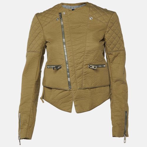 Balenciaga Green Cotton Blend Quilt Detail Biker Jacket S - Balenciaga - Modalova