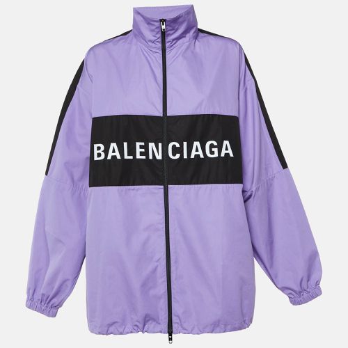 Balenciaga Purple Logo Embroidered Cotton Oversized Jacket S - Balenciaga - Modalova