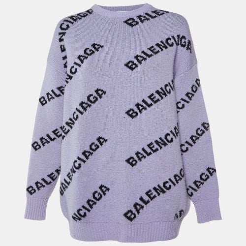 Logo Wool Knit Oversized Sweater S - Balenciaga - Modalova