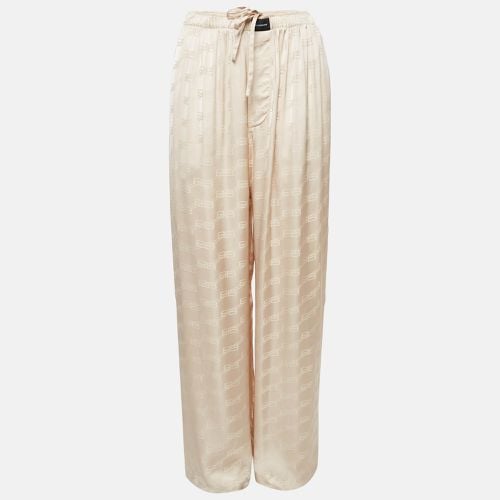 Monogram Jacquard Satin Straight Leg Trousers M - Balenciaga - Modalova