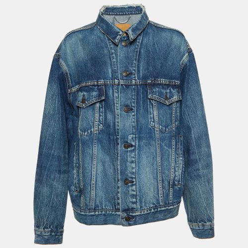 Balenciaga Blue Denim Distressed Collar Detail Oversized Jacket M - Balenciaga - Modalova