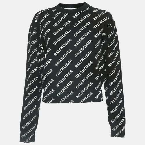 Balenciaga Black Logo Jacquard Knit Long Sleeve Sweater S - Balenciaga - Modalova