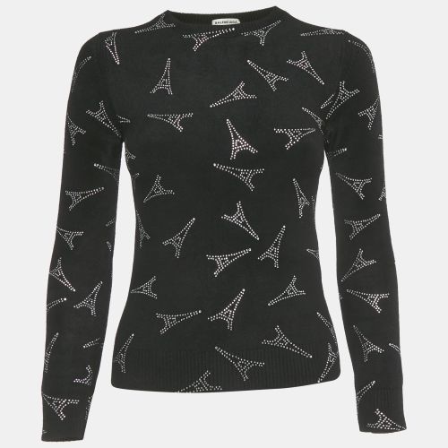 Balenciaga Black Eiffel Tower Crystal Fleece Pullover S - Balenciaga - Modalova