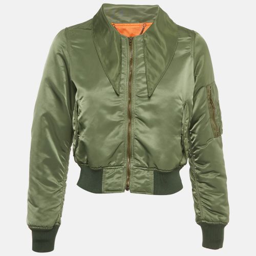 Balenciaga Green Nylon Crop Bomber Jacket S - Balenciaga - Modalova