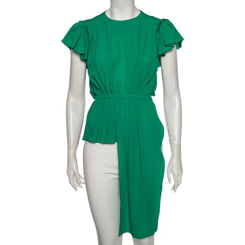 Balenciaga Green Silk Pleated Asymmetrical Blouse S - Balenciaga - Modalova