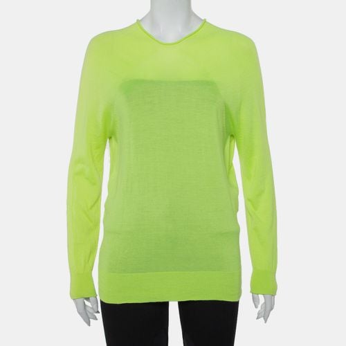 Balenciaga Neon Green Cashmere Oversized Pullover S - Balenciaga - Modalova