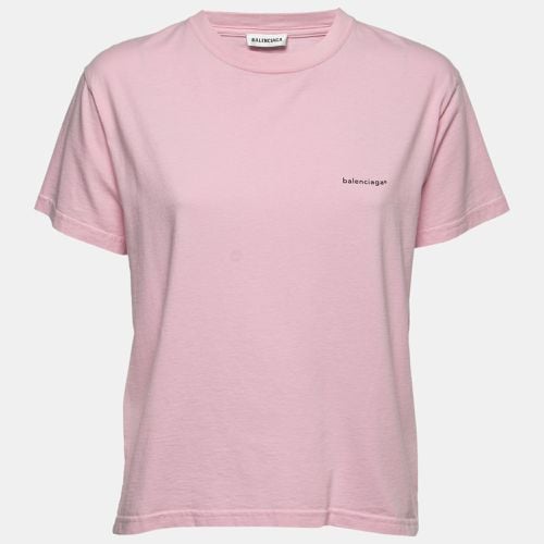 Balenciaga Pink Cotton Logo T-Shirt L - Balenciaga - Modalova