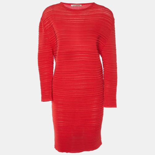 Balenciaga Red Textured Rib Knit Knee-Length Dress S - Balenciaga - Modalova