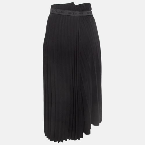 Balenciaga Black Crepe Plisse Asymmetric Midi Skirt S - Balenciaga - Modalova