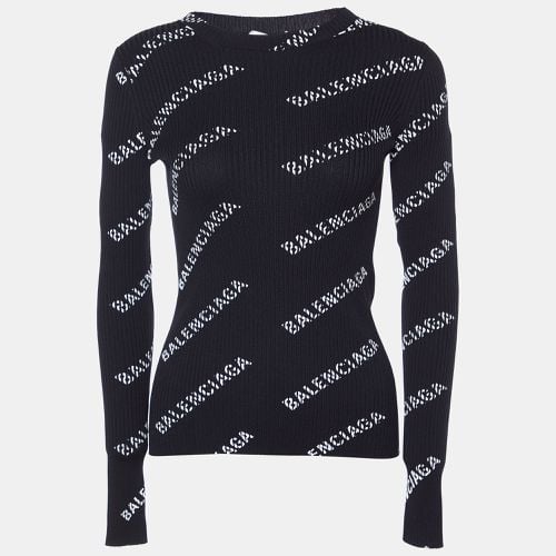 Balenciaga Black Logo Print Rib Knit Jumper XS - Balenciaga - Modalova