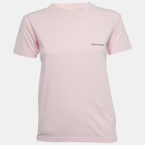 Balenciaga Pink Logo Print Cotton Jersey T-Shirt XS - Balenciaga - Modalova