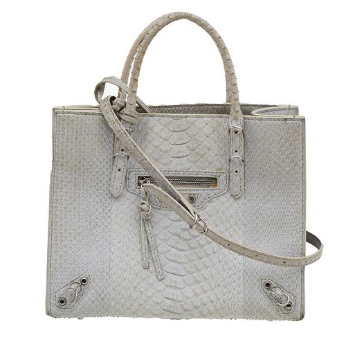 Balenciaga Light Grey Python Leather Papier A6 Tote - Balenciaga - Modalova