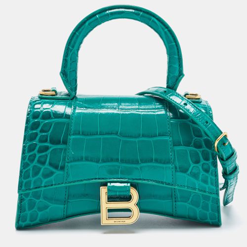 Balenciaga Green Croc Embossed Leather XS Hourglass Top Handle Bag - Balenciaga - Modalova