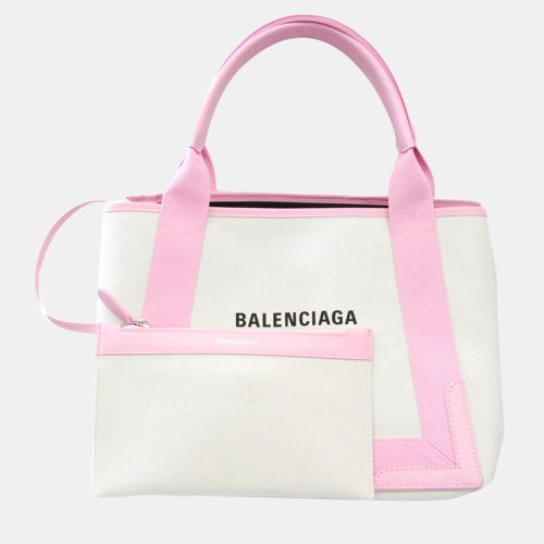 Balenciaga Light Pink/White Canvas Navy Cabas S Tote - Balenciaga - Modalova