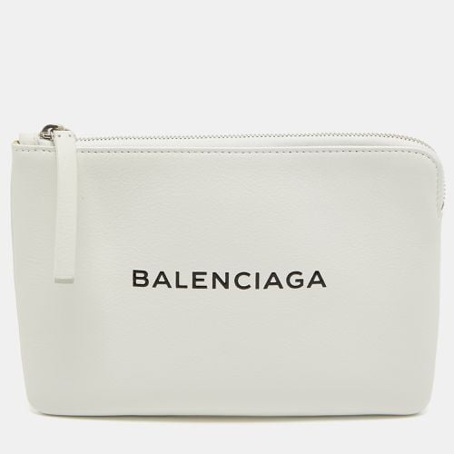 Balenciaga White Leather Zip Pouch - Balenciaga - Modalova