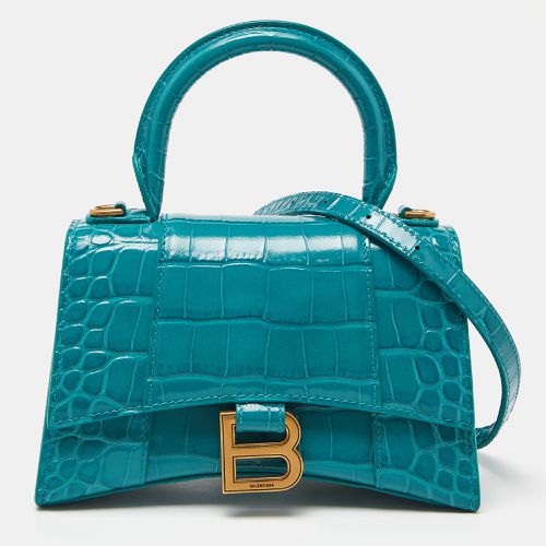 Balenciaga Green Croc Embossed Leather XS Hourglass Top Handle Bag - Balenciaga - Modalova