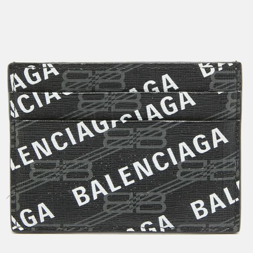 White Printed Logo Leather Card Holder - Balenciaga - Modalova