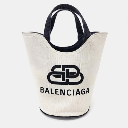 Balenciaga Ivory/Black Canvas XS Wave Tote Bag - Balenciaga - Modalova