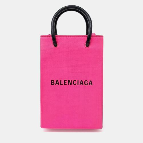 Balenciaga Pink Leather Mini Shopping Phone Holder Bag - Balenciaga - Modalova