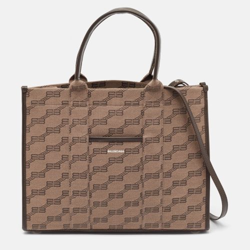 Brown BB Monogram Canvas and Leather Medium Hardware Tote - Balenciaga - Modalova