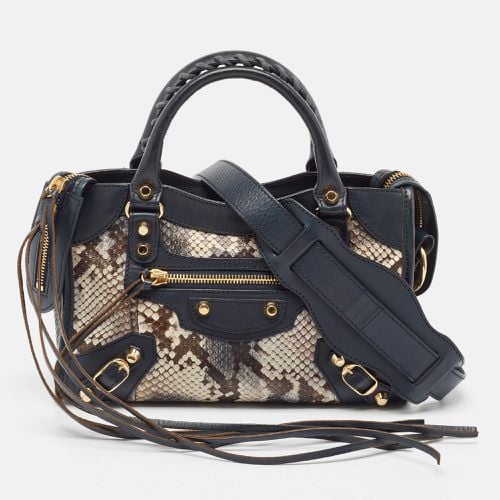 Balenciaga Navy Blue Python and Leather Mini Metallic Edge Classic City Bag - Balenciaga - Modalova