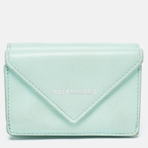 Balenciaga Mint Green Leather Mini Papier Wallet - Balenciaga - Modalova